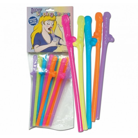 Трубочки для коктейлей разноцветные Penis Straws coloured