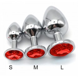 Анальная металлическая пробка с камнем Анальная металлическая пробка с камнем