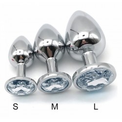 Анальная металлическая пробка с камнем Анальная металлическая пробка с камнем