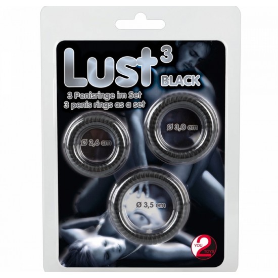 Набор Эрекционных Колечек 'Lust 3 Black'