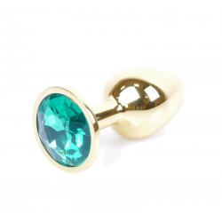 Анальна металева пробка із кристалом Jewellery Gold PLUG Green S