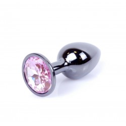 Анальна металева пробка із кристалом Jewellery Dark Silver PLUG Rose S