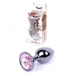 Анальна металева пробка із кристалом Jewellery Dark Silver PLUG Rose S