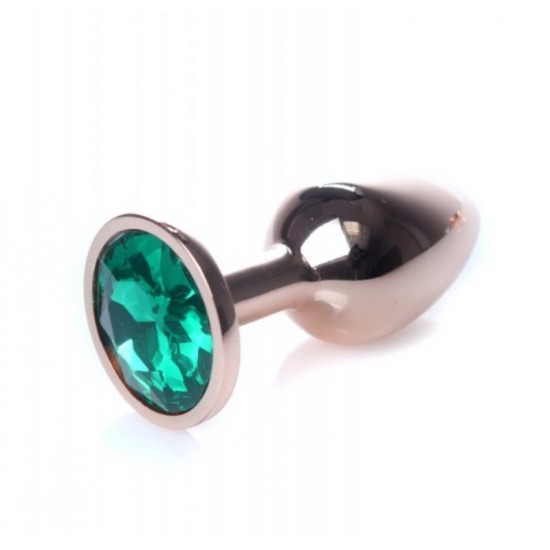 Анальна металева пробка із кристалом Jewellery Red Gold PLUG Green S
