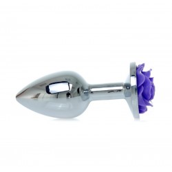 Анальна металева пробка із трояндою Jewellery Silver PLUG ROSE- Purple S Анальна металева пробка із трояндою Jewellery Silver PLUG ROSE- Purple S