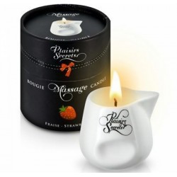 Масажна свічка Plaisirs Secrets Strawberry (80 мл) подарункова упаковка, керамічна лієчка