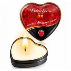 Масажна свічка сердечко Plaisirs Secrets Strawberry (35 мл)