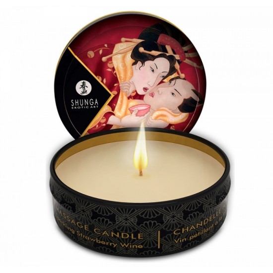 Массажная свічка Shunga Mini Massage Candle - Sparkling Strawberry Wine (30 мл) с афродизіаками