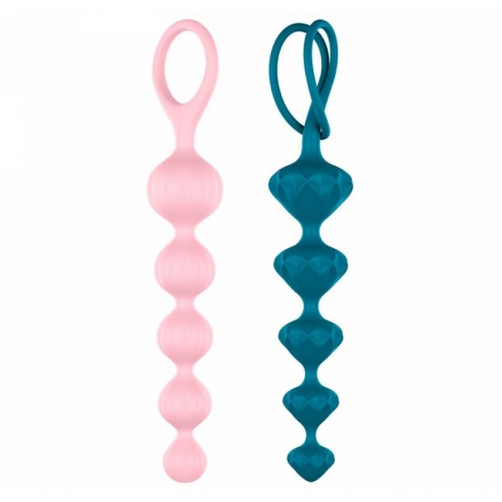 Набор анальных бус Satisfyer Beads Colored, силикон , макс. диаметр 3,3см и 3,5см