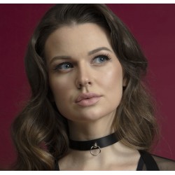 Чокер з кільцем для повідця Feral Feelings - Choker чорний, натуральна шкіра Чокер з кільцем для повідця Feral Feelings - Choker чорний, натуральна шкіра