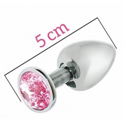 Анальная металлическая пробка с розовым кристаллом MAI Attraction №72