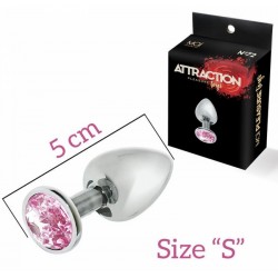 Анальная металлическая пробка с розовым кристаллом MAI Attraction №72