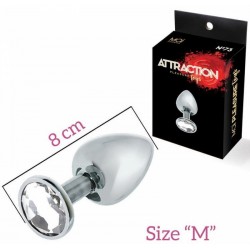 Анальная металлическая пробка с прозрачным кристаллом MAI Attraction №73