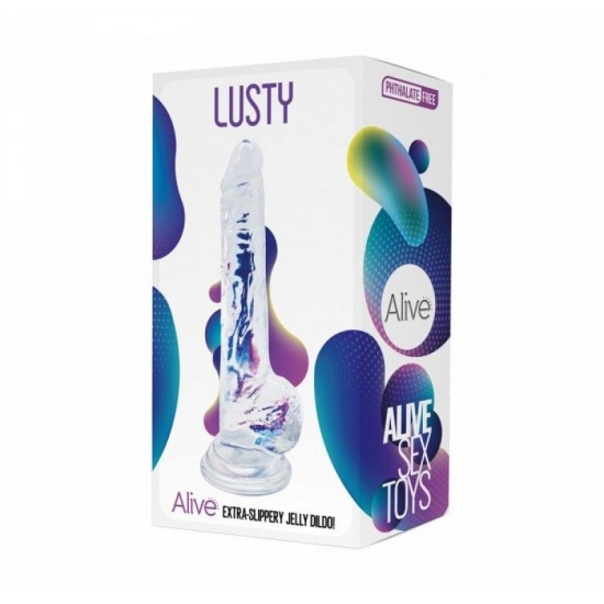 Прозорий фалоімітатор Alive Jelly Dildo Lusty, діаметр 3,2 см, довжина 18 см