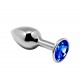 Анальна металева пробка із кристалом Alive Mini Metal Butt Plug S Blue