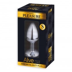 Анальна металева пробка із кристалом Alive Mini Metal Butt Plug S Blue