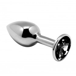Анальна металева пробка із кристалом Alive Mini Metal Butt Plug M Black Анальна металева пробка із кристалом Alive Mini Metal Butt Plug M Black