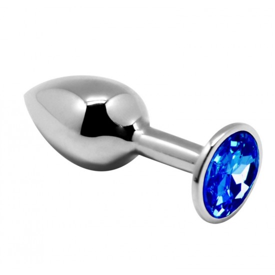 Анальна металева пробка із кристалом Alive Mini Metal Butt Plug M Blue