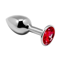 Металева анальна пробка із кристалом Alive Mini Metal Butt Plug Red L Металева анальна пробка із кристалом Alive Mini Metal Butt Plug Red L