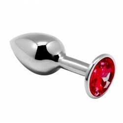 Анальна металева пробка із кристалом Alive Mini Metal Butt Plug M Red Анальна металева пробка із кристалом Alive Mini Metal Butt Plug M Red