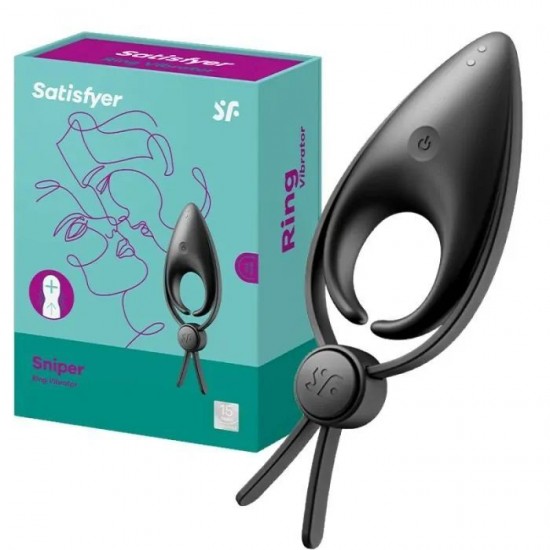 Ерекційне віброкільце лассо з регулюванням розміру Satisfyer Sniper Black