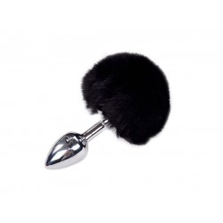 Металевий анальна пробка Кролячий хвостик Alive Fluffy Plug S Black, діаметр 2,8 см Металевий анальна пробка Кролячий хвостик Alive Fluffy Plug S Black, діаметр 2,8 см