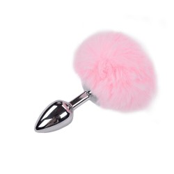 Металевий анальна пробка Кролячий хвостик Alive Fluffy Plug S Pink, діаметр 2,8 см Металевий анальна пробка Кролячий хвостик Alive Fluffy Plug S Pink, діаметр 2,8 см