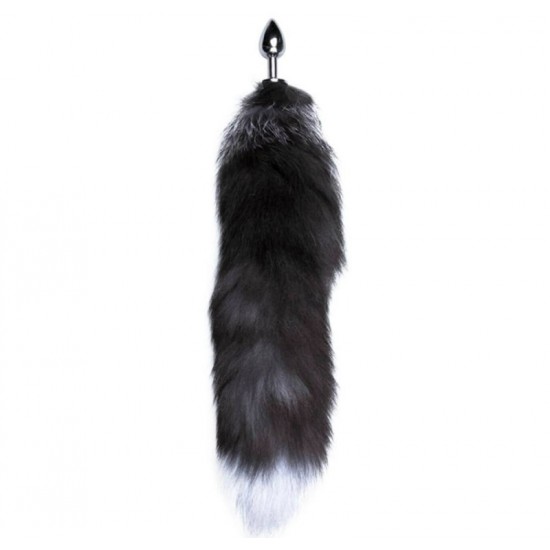 Металева анальна пробка Лисячий хвіст Alive Black And White Fox Tail S, діаметр 2,9 см Металева анальна пробка Лисячий хвіст Alive Black And White Fox Tail S, діаметр 2,9 см