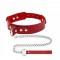 Ошейник с поводком Obediense Red, кожа, красный