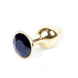 Анальна металева пробка із кристалом Jawellery Gold PLUG Black S